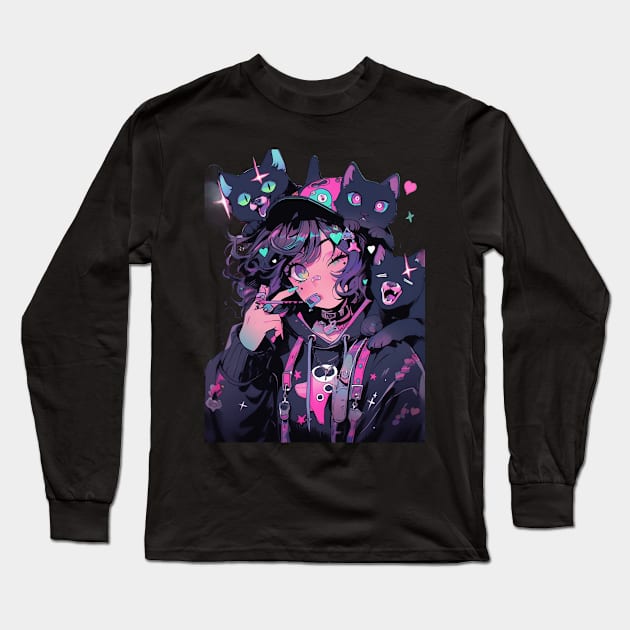 Cat Friends Long Sleeve T-Shirt by MikeyMeta